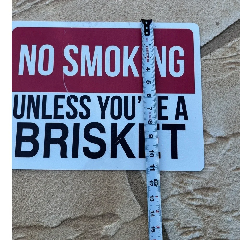 No Smoking Unless You Are a Brisket Metal Sign Funny BBQ‎ Grill Wall Decor 10x14